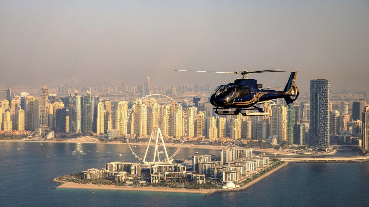 Helicopter flight over Dubai
