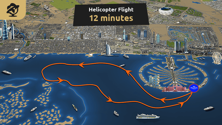 Helicopter flight over Dubai